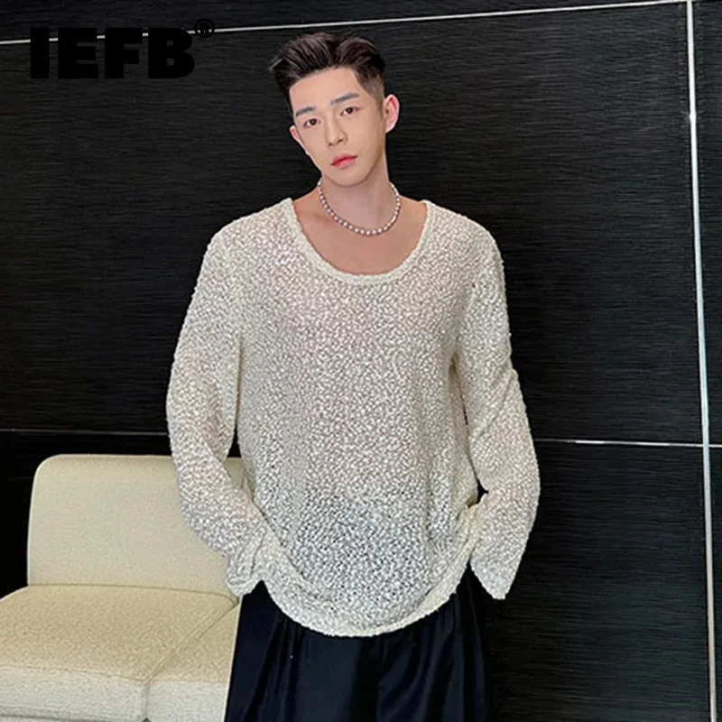 

IEFB Personalized T-shirt Round Neck Long Sleeve 2024 Summer New Fashion Male Clothing Casual Loose Chic Men's Top 9C5461