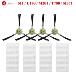 4 Side Brushes + 4 HEPA Filters for Lefant M1 U180 M201 T700 M571 OKP K8 K7 Robot Vacuum Cleaner Accessory Part