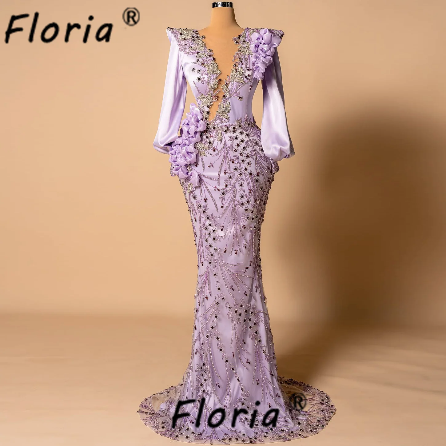 

Luxury Heavy Beads Mermaid Evenin Dress Couture Lilac Full Crystals Wedding Engagement Gowns vestidos de fiesta elegantes 2025