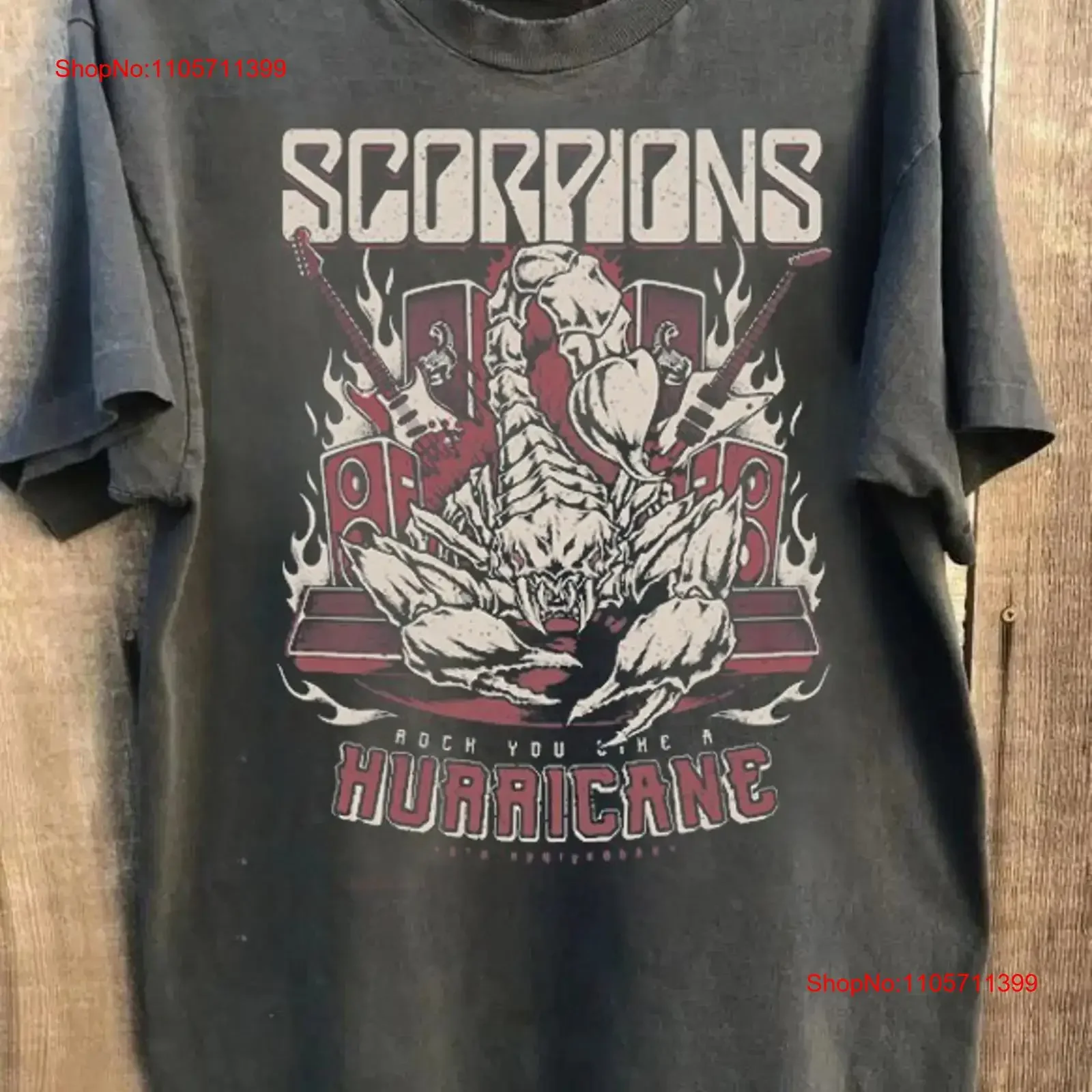Scorpions Hurricane 40th Anniversary Charcoal T shirt Heavy Cotton NH25803 long or short sleeves vintage Washed fashion homme