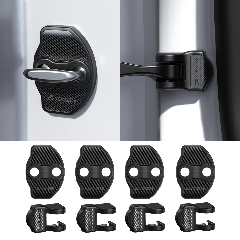 YZ For Tesla Model 3 Y Juniper Highland 4pcs Car Door Lock Protector Auto Door Shock Absorber 3D Carbon fiber Cover Accessries