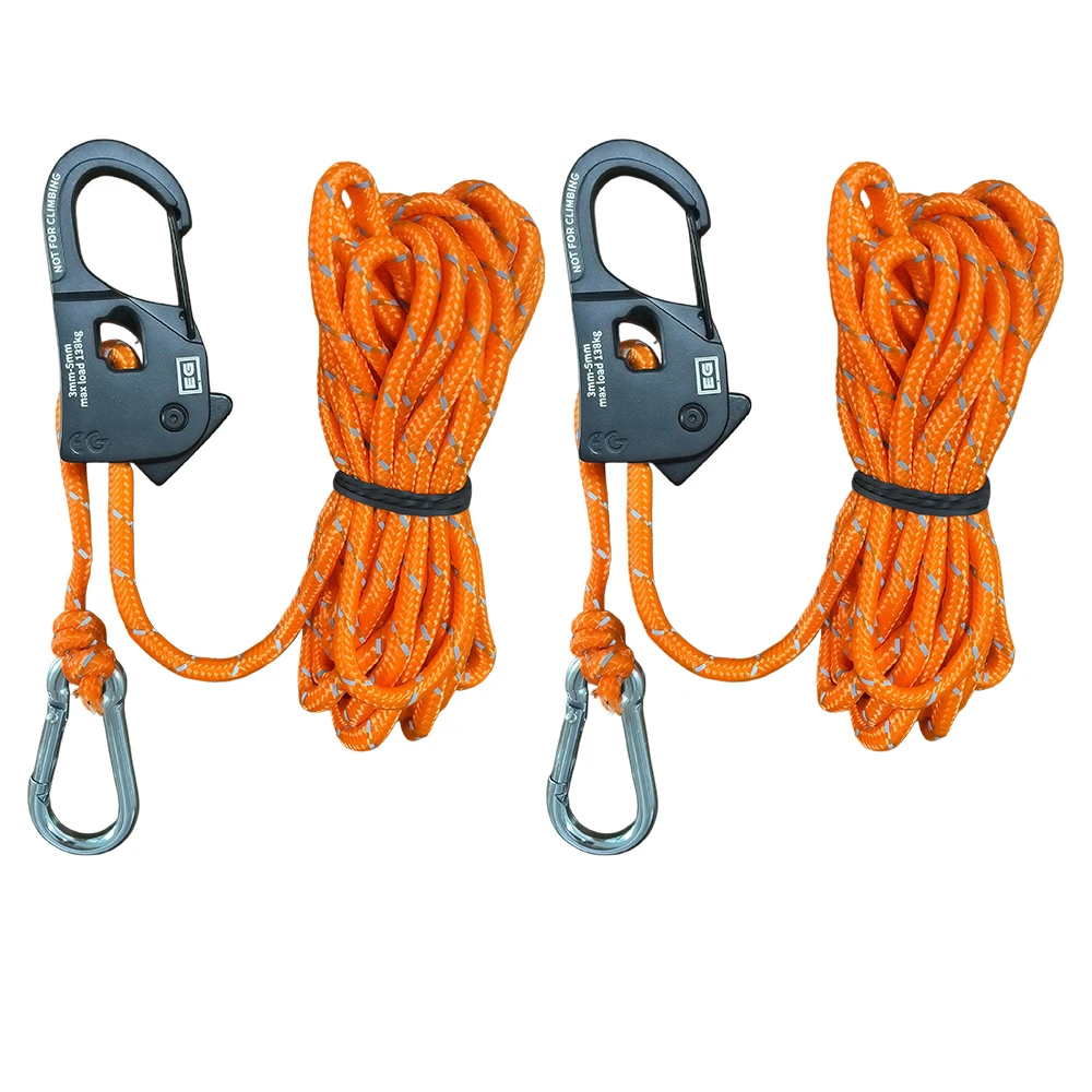 2er-Set 4m Campingzelt-Seilspanner Windseil-Reflektierender Spanner Befestigungsschnur mit Ratsche und Schnalle für Markisen – Detail 1