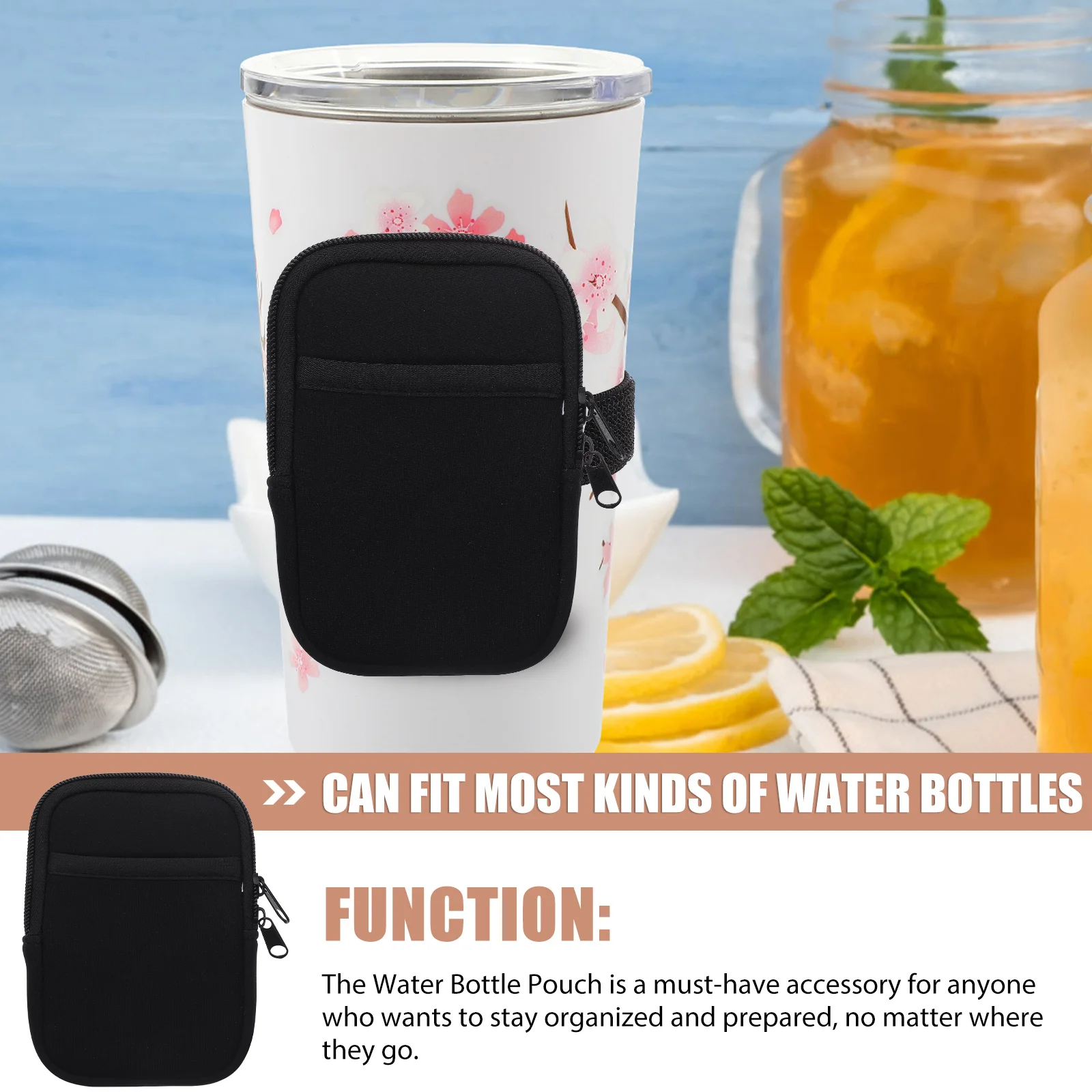 

2pcs Green Anti Insulated Neoprene Water Bottle Pouch Portable Tumbler Bag Zipper Outdoor Fitness Accessory