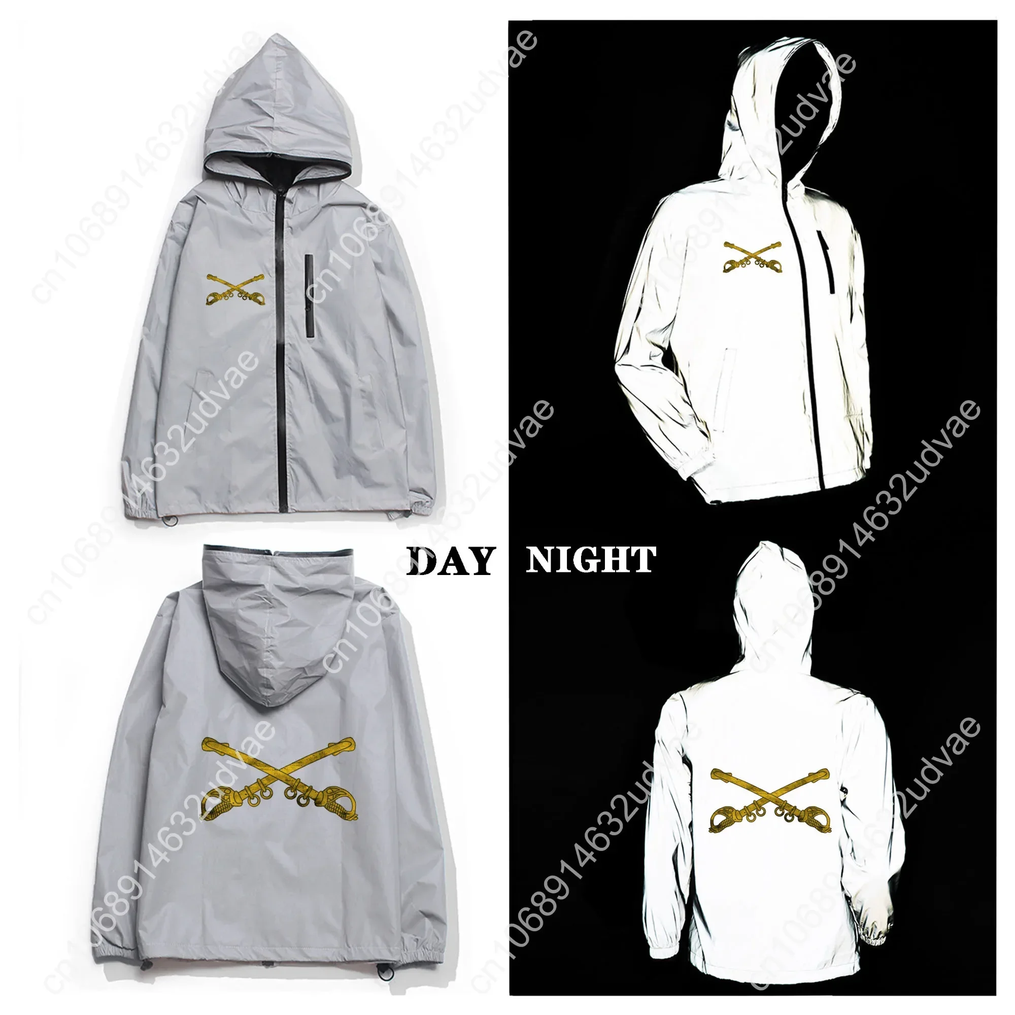 US Army Cavalry Branch Insignia Veteran Reflective Jacket Mens Womens Coat Hooded Windbreaker Runing Jackets Customized Hoodie