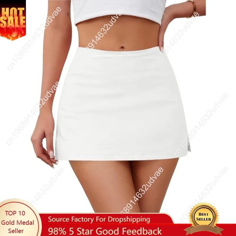 

Skorts Skirts for Women Sexy Mid-Waisted Side Split Y2k Mini Skorts with Shorts
