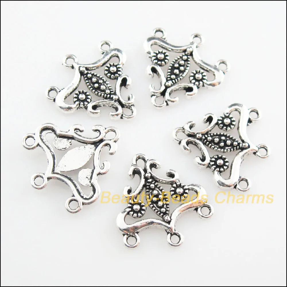 20 nowych złączy trójkątny kwiat tybetańskie srebrne kolorowe zawieszki 19,5x21mm — zdjęcie 5