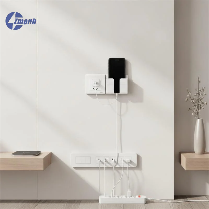 New！3Pcs TV Remote Control Mounted Mobile Phone Plug Charging Holder Multifunction Punch Free Wall Mounted Storage Box Organizer
