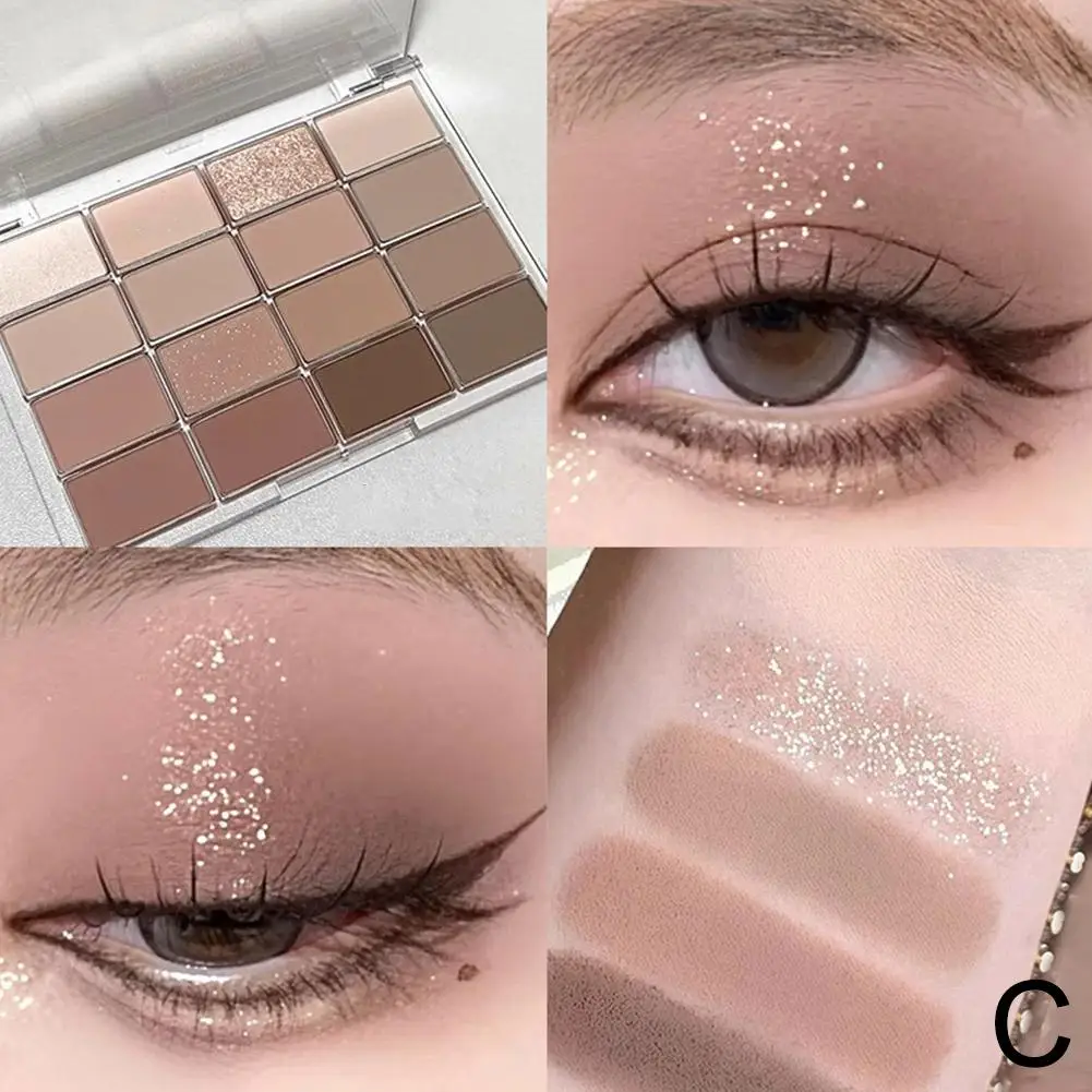 Paleta coreana da sombra, matte, perolado, baixa saturação, duradouro, marrom, rosa, brilho, maquiagem dos olhos, 16 cores