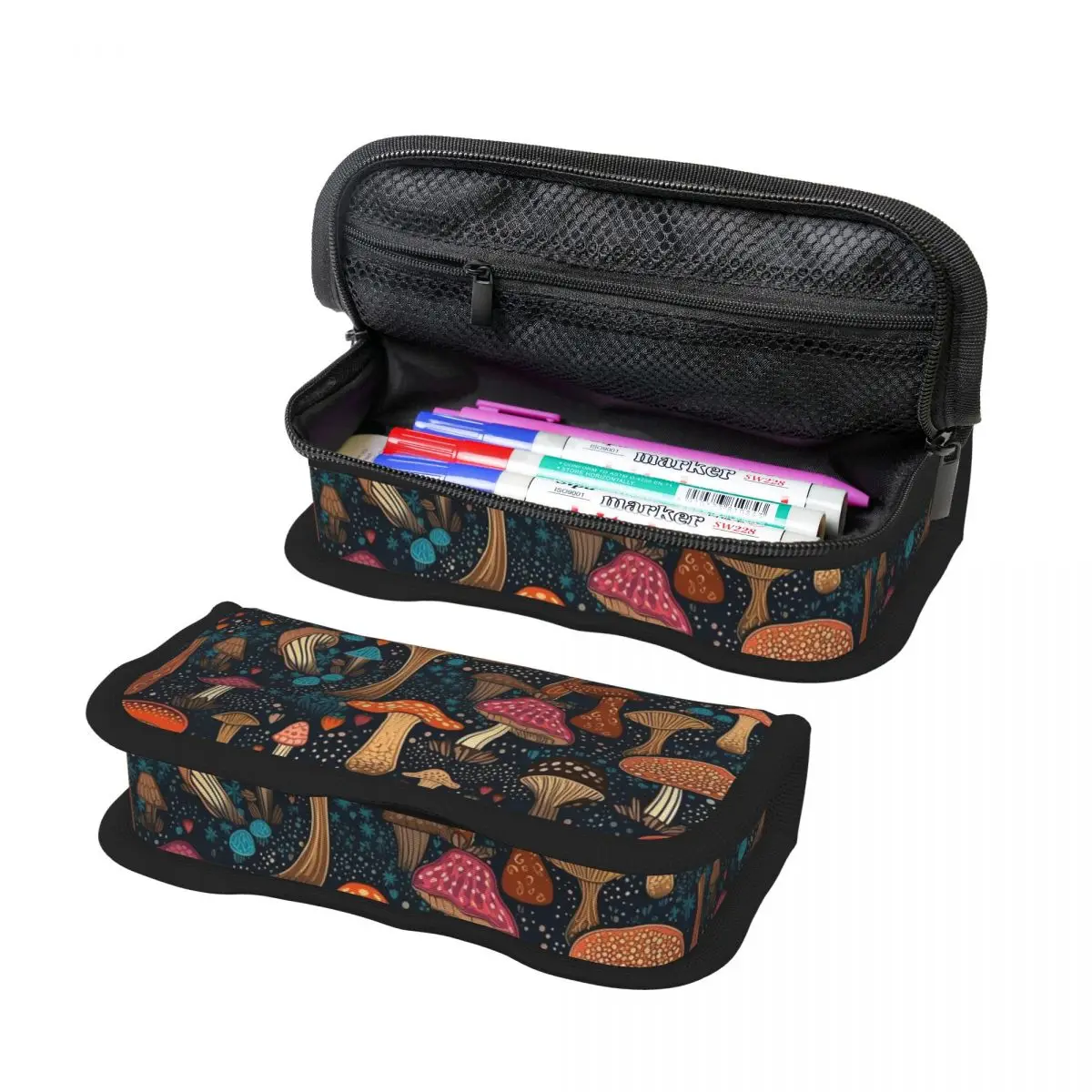 Psychedelic Magic Mushrooms Print Lava Pencil Cases Pen Holder Large Capacity Pen Box Pencil Bag for Studen School