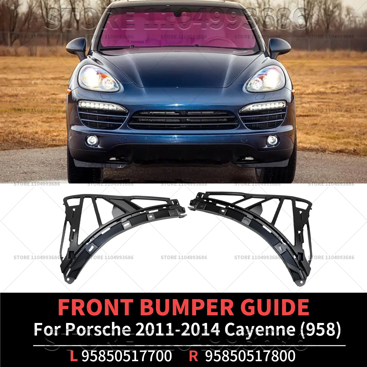 For 2011 2012 2013 2014 Porsche Cayenne (958) Front Bumper Lateral Guide Left and Right Bracket OEM 95850517700 95850517800