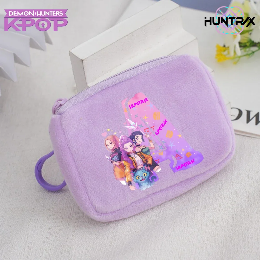 K-pop Demon Hunters Kawaii Y2k porte-monnaie en peluche petite carte d'argent clé écouteur pochette de rangement Portable femmes portefeuille à fermeture éclair cadeaux