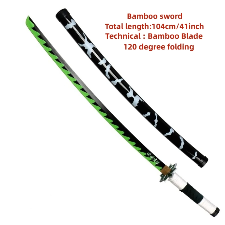 

104 см/41 дюйм косплей Shinazugawa Genya Sanemi Kimetsu no Yaiba аниме ниндзя нож катана самурай ролевая игра бамбуковый лезвие меч