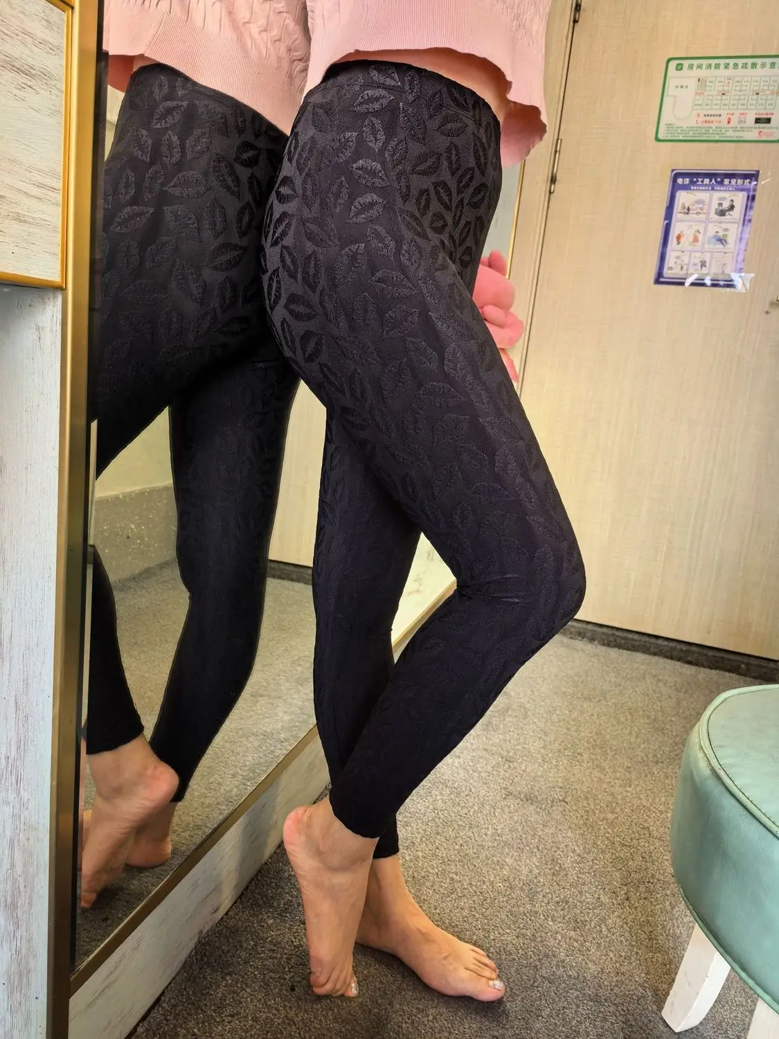 Lips print high waist black steponfoot leggings Women tight sexy skinny workout pants