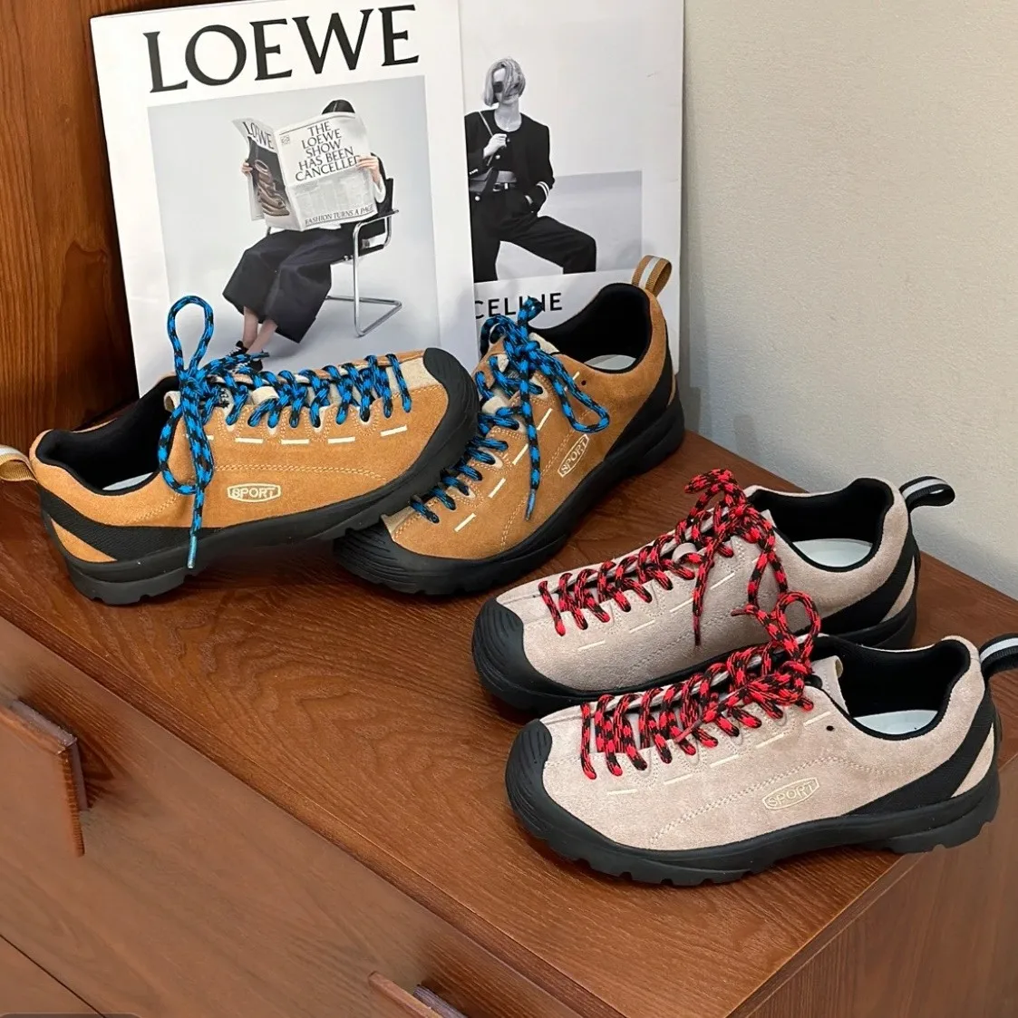 Mountaineering shoes, women's color blocked training shoes, spring new style, outdoor lightweight casual sports shoes