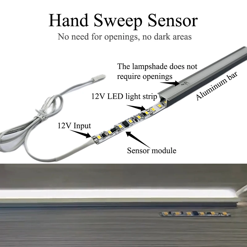 3000K 4000K Dc12/24V Hand Sweep Sensor Switch Module Kitchen Under Cabinet Led Aluminum Profile Channel Built-In Touch Switch