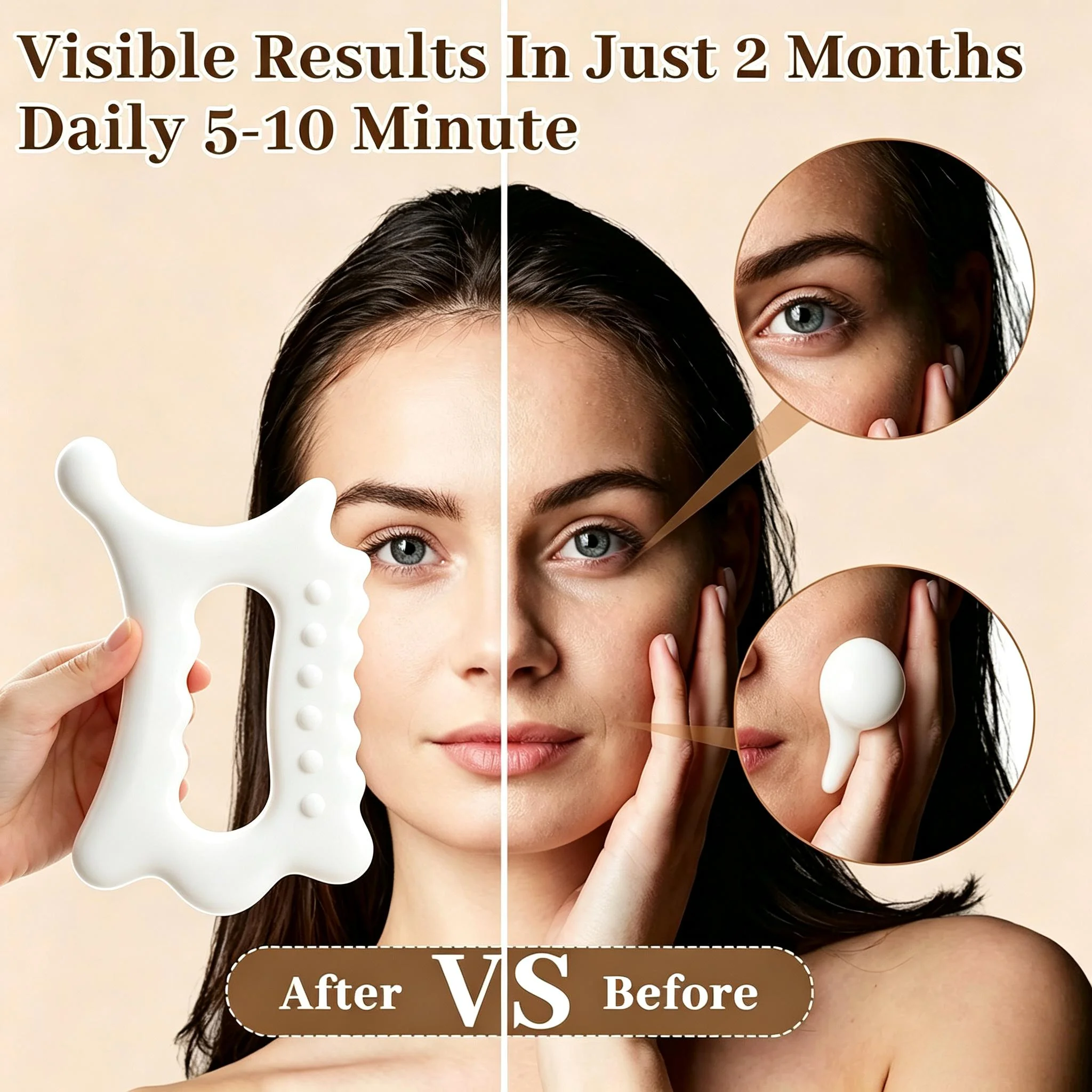 1/2/3Pcs White Scraping Board Facial Guasha Handheld Full Body Board Face Lift Muscle Relief, For Women Adults Pushing Scraper