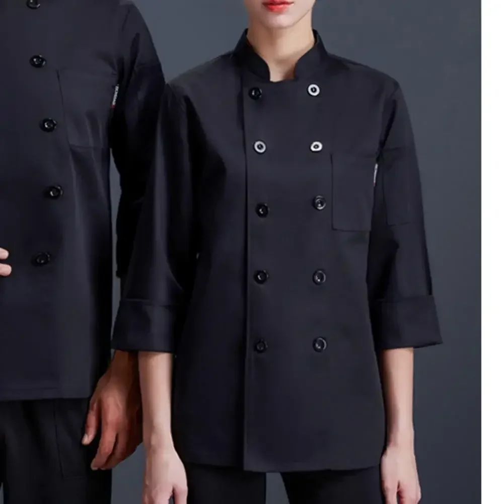 Veste de chef à séchage rapide pour hommes et femmes, uniforme de restaurant, chemise de chef à double boutonnage, vêtements padramatiques, anti-salissures