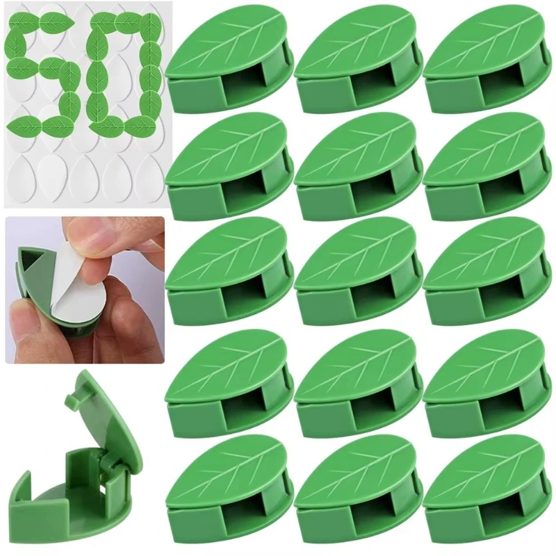 10/30/60Pcs Plant Climbing Wall Fixture Clips Acrylic Sticker Self-Adhesive Hook Plant Vine Traction Holder Indoor Outdoor Decor