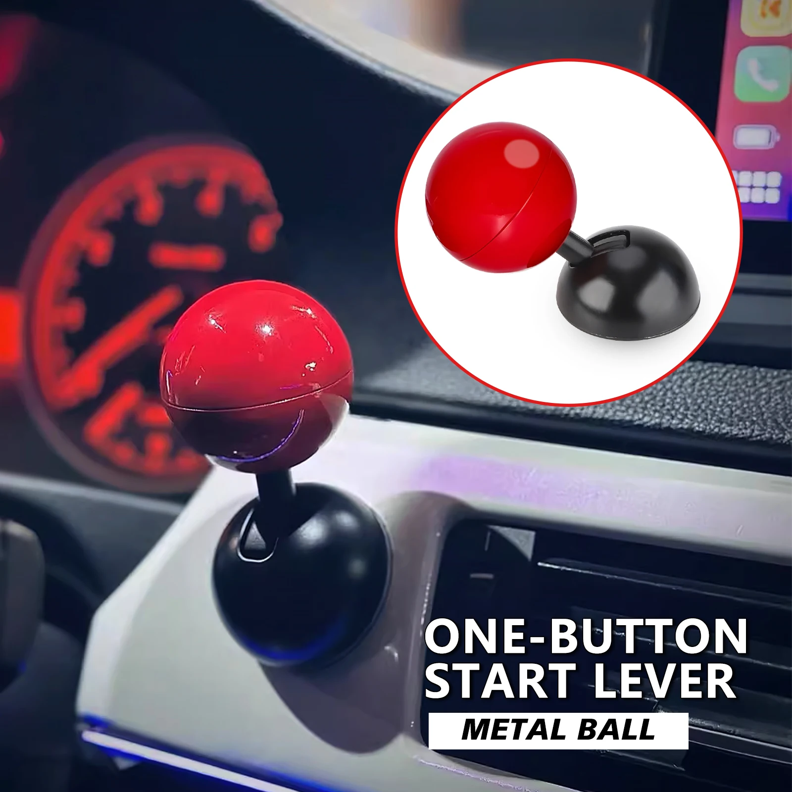 Metal Start Button Push Start Auto Ignition Button Cover Automotive One-Touch Button Rocker Car Engine Push Start Stop Lever