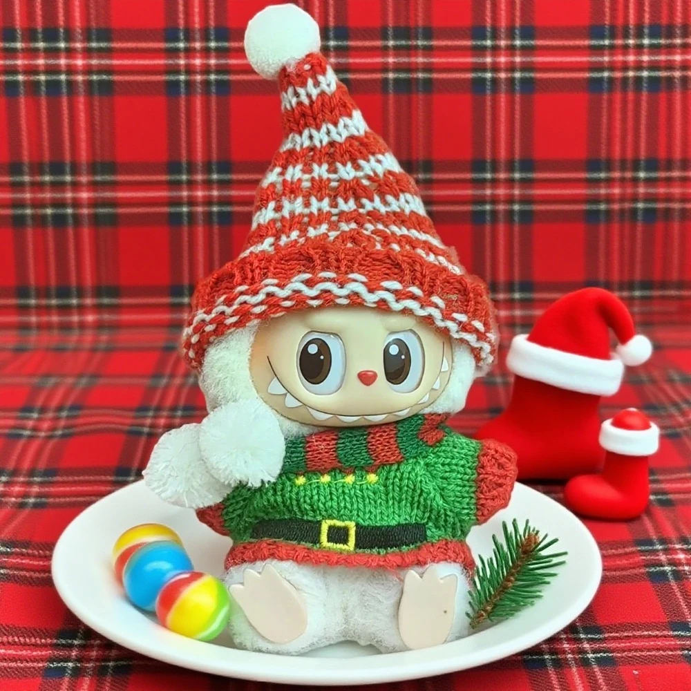 

Mini Doll'S Clothes Outfit Accessories For Labubu Idol V1 V2 Christmas Cookie Man Sweater Hat New Year Clothes Gift