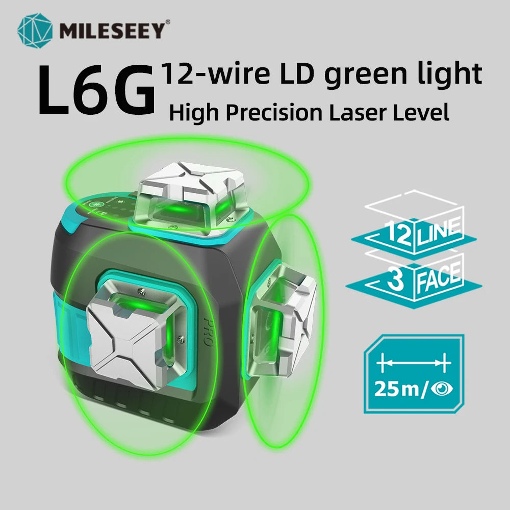 MiLESEEY 360 12 Lines 3D Self Leveling Green Laser Level Professional Laser Leveling Device Horizontal And Vertical Cross Tools