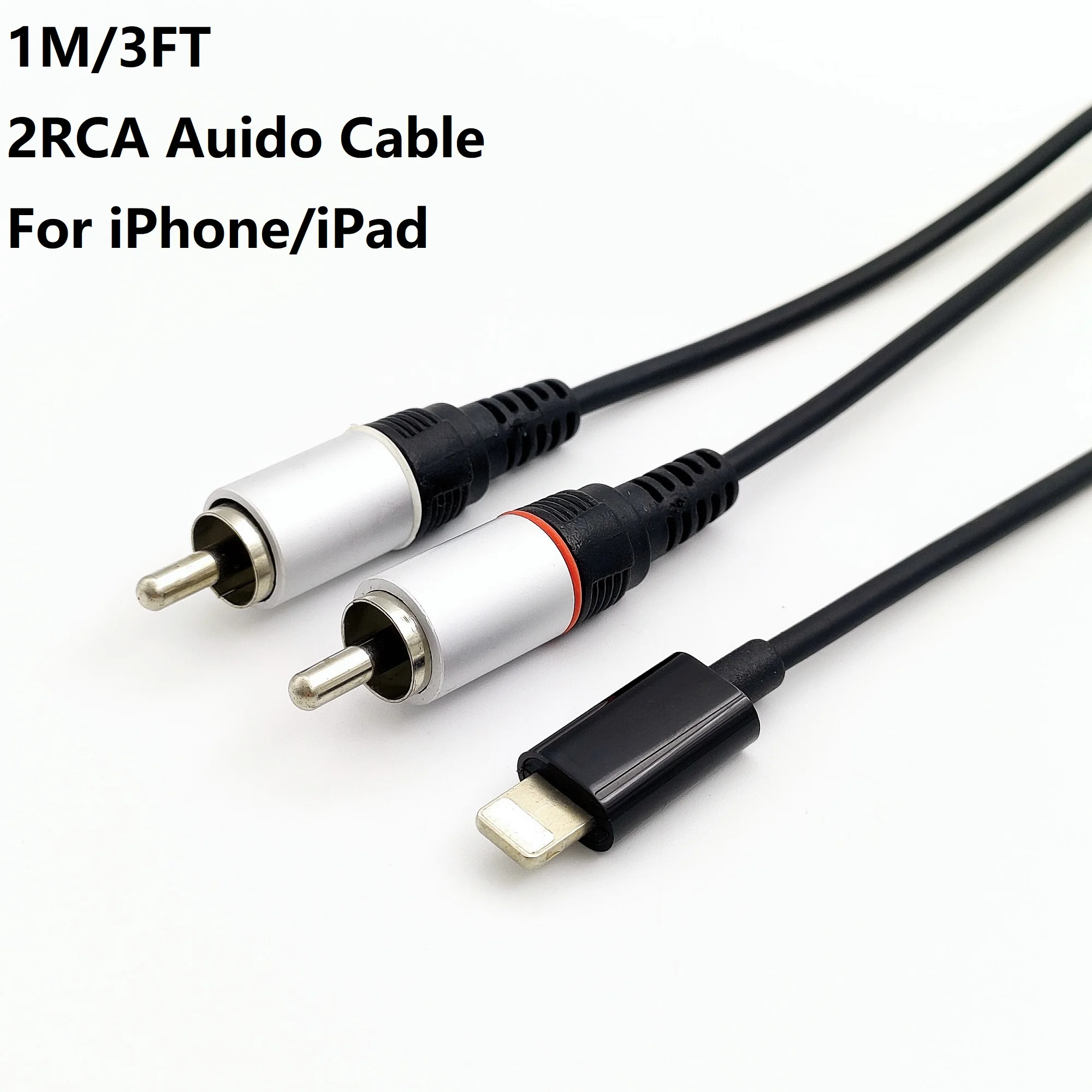 RCA Cable For iPhone to 2RCA Splitter Audio Cord RCA Y Adapter Hi-Fi Sound RCA Stereo Connector Compatible with iPhone iPad