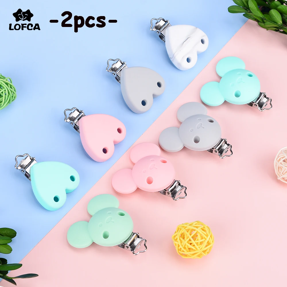 2PCS Lofca Silicone Clips Round Shaped Baby Pacifier Round Clips BPA Free DIY Pacifier for Chain Nursing Teething