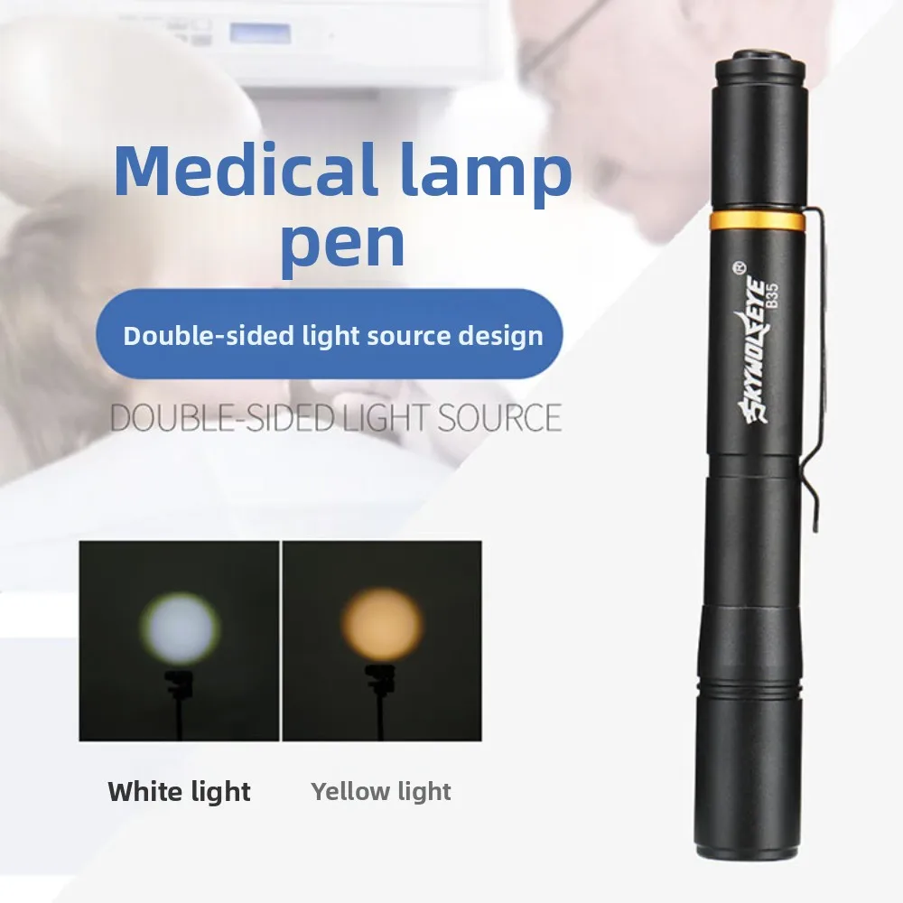 Tactical Pen Light  Rechargeable AAA LED Flashlight with Clip  Adjustable White  Amber Light Pocket Sized  Camping Hiking