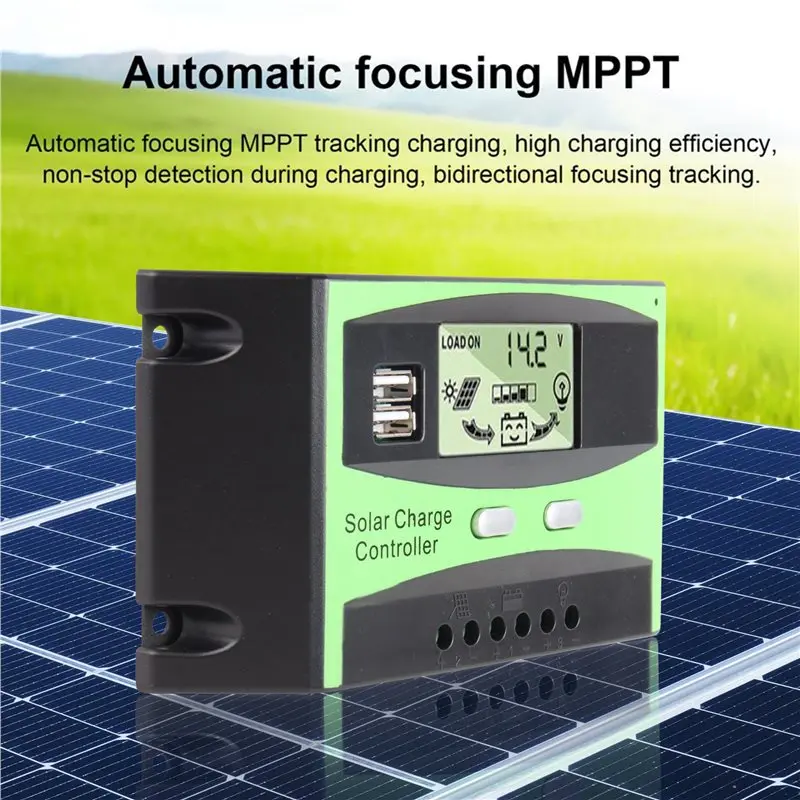 ABNR MPPT 40A Solar Charge Controller 12V/24V Auto Automatic Solar Panel Charger Regulator With LCD Display Dual USB Port Load
