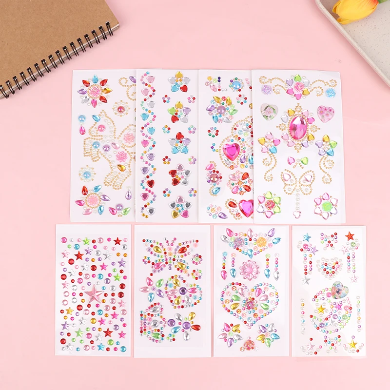 Ins Style 3D Gemma Adesivi in cristallo acrilico Autoadesivi Fai da te Album telefonico Decorazione Adesivi con strass scintillanti Regalo per bambini