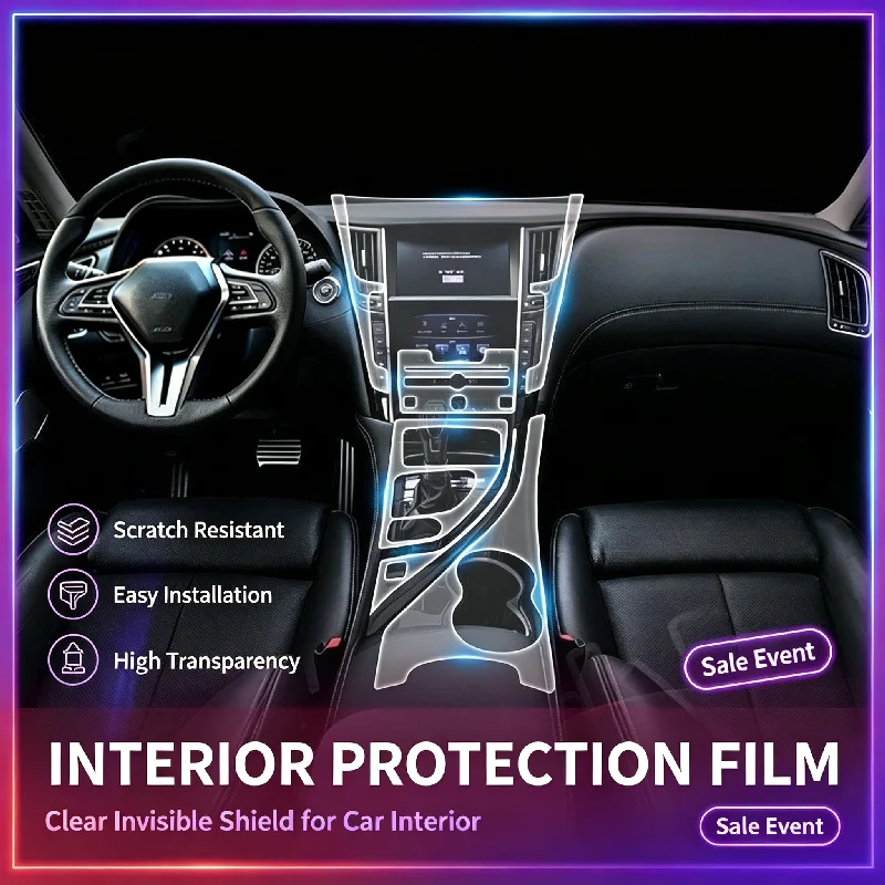 Film de protection intérieur pour Infiniti M37 [Ensemble complet] – Film transparent de modification pour console centrale