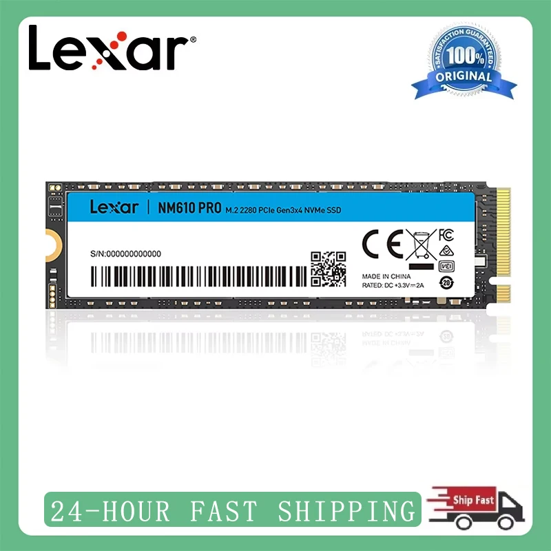 

Lexar NM610 PRO M.2 2280 PCIe Gen3x4 NVMe SSD Внутренние твердотельные накопители Жесткий диск для чтения до 3300 МБ/с для ПК, ноутбука, настольного компьютера