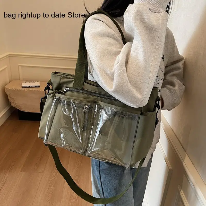 Large Capacity See-Through Summer Korean Version Casual Simple Single Shoulder Crossbody Handbag for Women