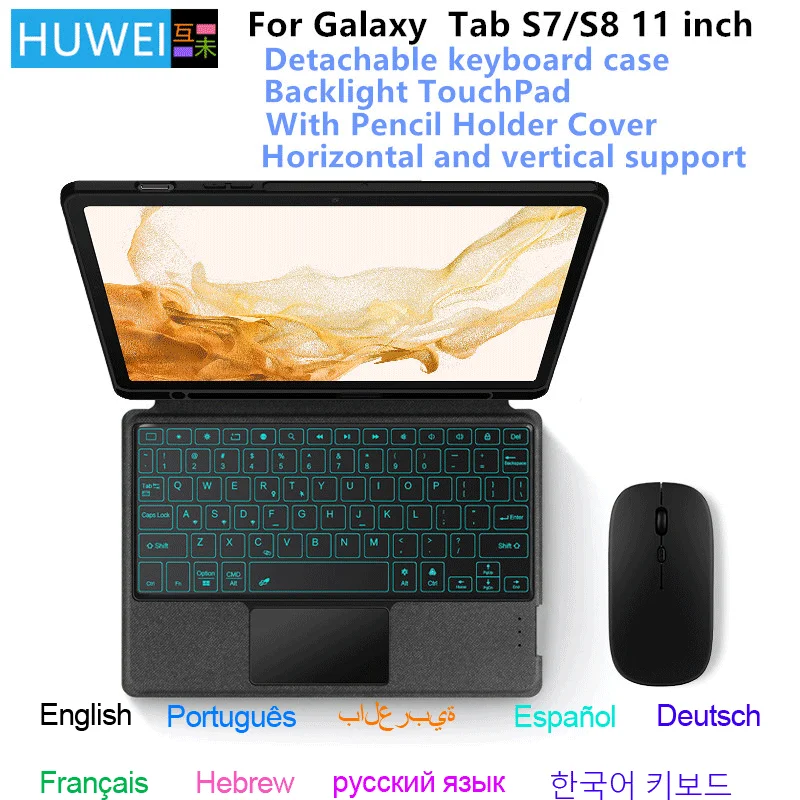 

Чехол с сенсорной панелью для Samsung Galaxy Tab S8 11 дюймов SM-X700 SM-X706 с держателем для ручек для Tab S7 11 дюймов SM-X870 T875