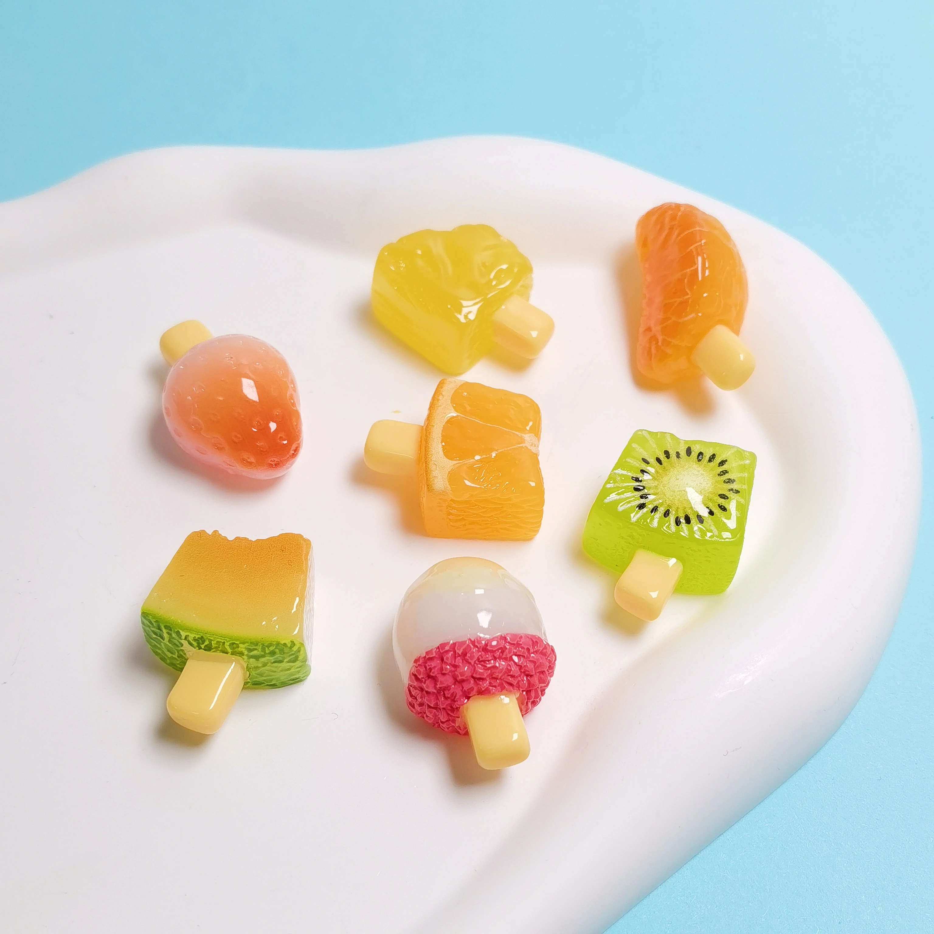Fruit Series Popsicle Miniature Flat Back Resin Cabochons For Hairpin Scrapbooking DIY Home Decor Craft Accessories