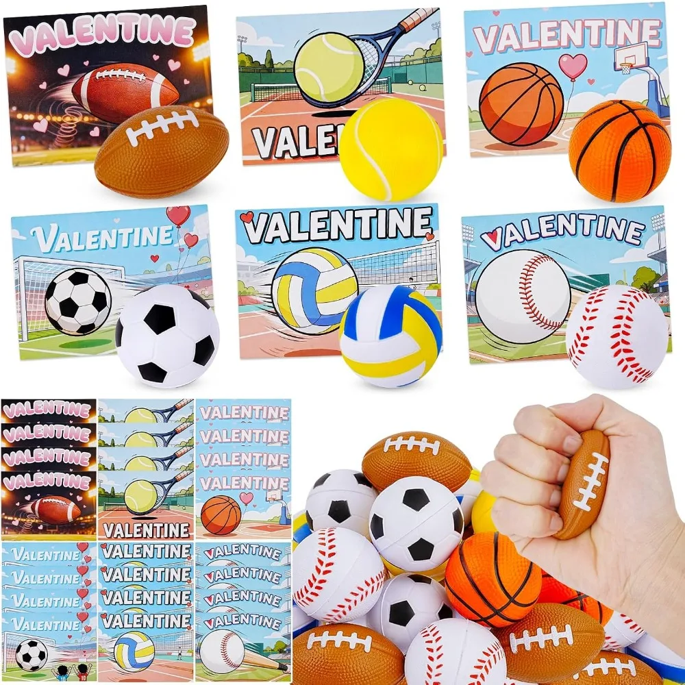 Cadeau de la Saint-Valentin pour enfants : cartes sportives et ballons anti-stress pour échanger en classe