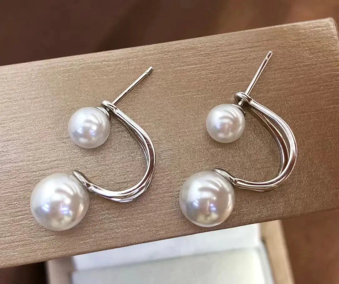 الجملة S925 فضة أقراط جبل النتائج إعدادات قاعدة تصاعد أجزاء ملحق ل 5-8 مللي متر اللؤلؤ 5 زوج/وحدة #4