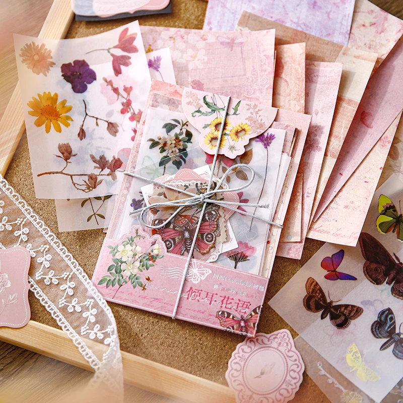 30pcs Vintage Stickers Material Paper Combo Kit DIY Collage Junk Journal Decor Diary Materials Scrapbooking Sets