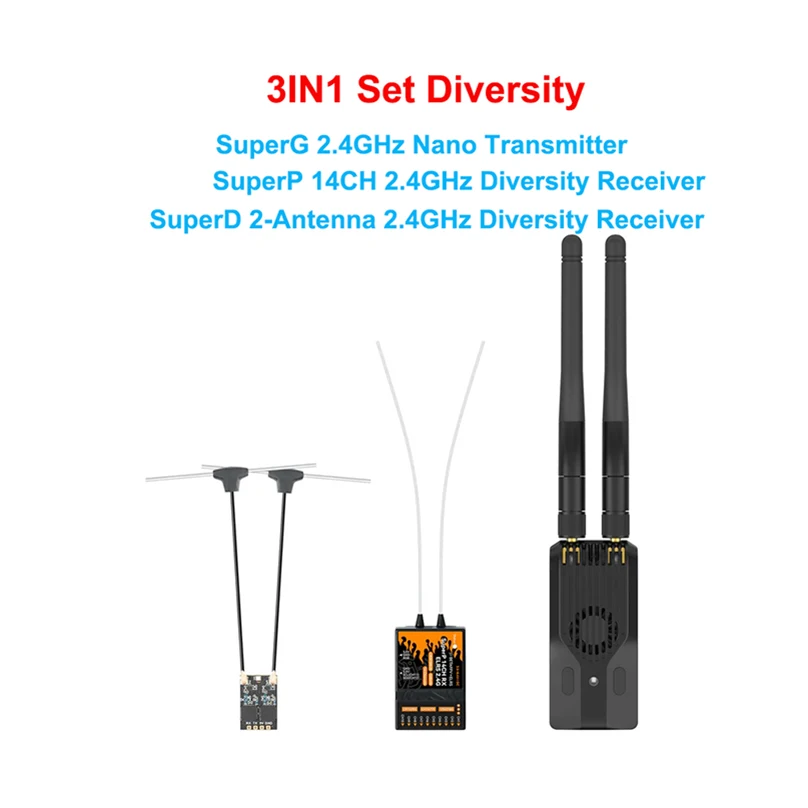 

BETAFPV SuperD ELRS 2.4G Diversity Receiver RX 2T Antennas TCXO IN + SuperG Nano ELRS Transmitter For RC FPV Freestyle r2.Drone