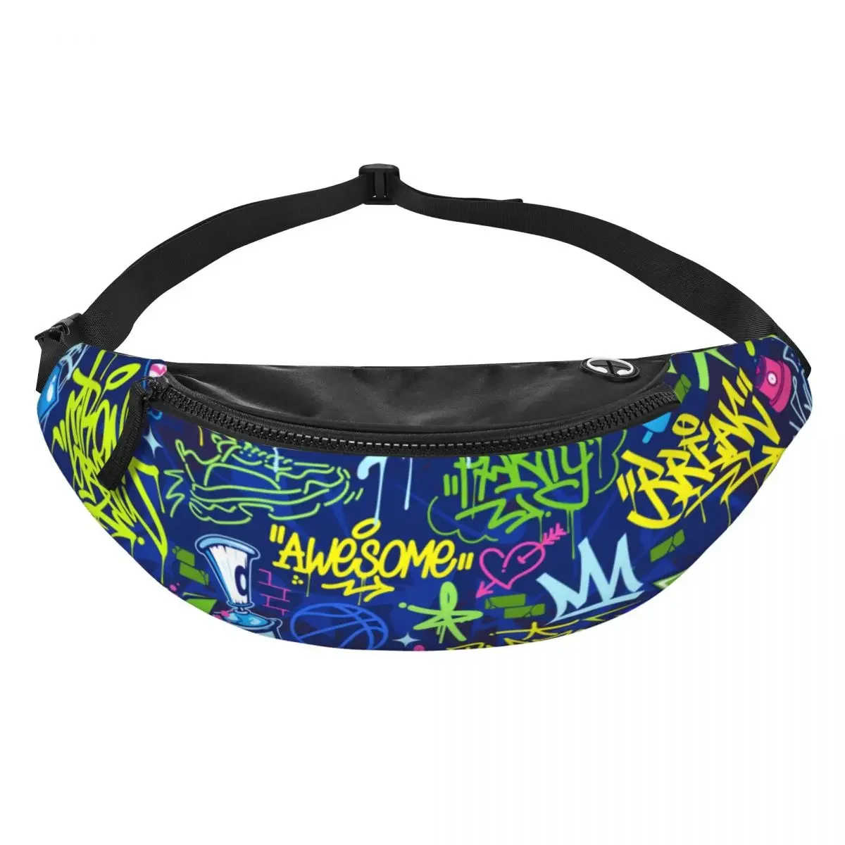 Custom Abstract Urban Style Hiphop Graffiti Street Art Fanny Pack for Traveling Women Men Crossbody Waist Bag Phone Money Pouch