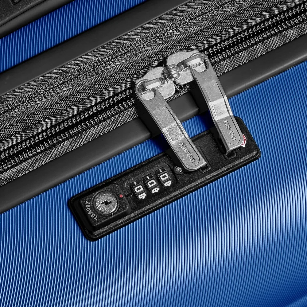 Delsey Paris Cruise 3.0 Equipaje giratorio de carcasa dura expandible, azul, mediano 24 pulgadas