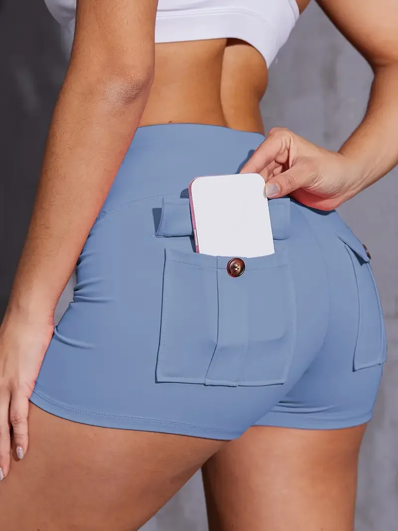 

Summer Sportswear Women Yoga Shorts with Pockets High Waist Stretch Tummy Control Gym Clothing Woman Squat Running Pilates