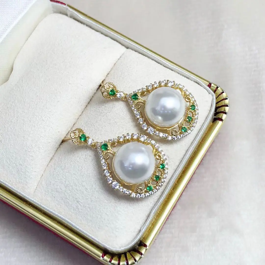 

Оптовая продажа, серьги из стерлингового серебра S925, фурнитура для крепления, базовые монтажные детали, аксессуар для жемчуга 8-9 мм, 5 пар/лот