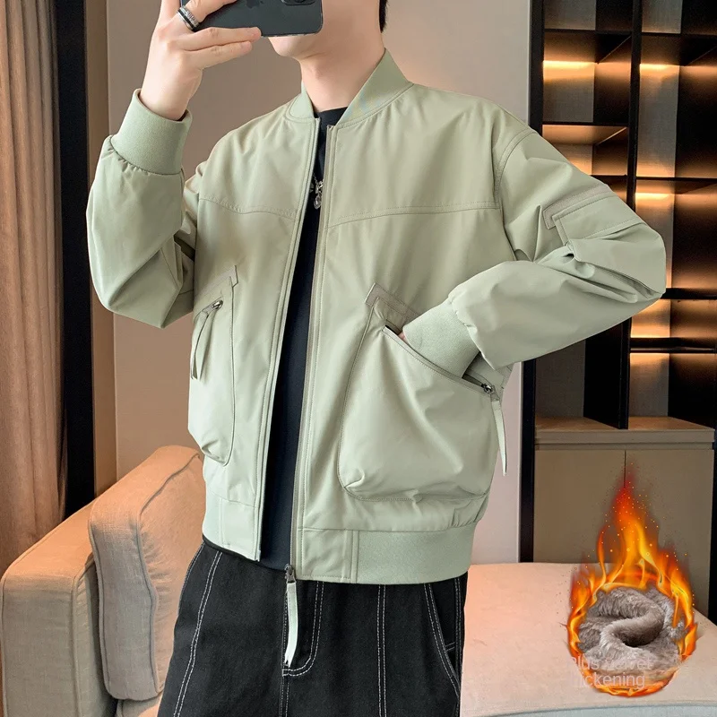 

Мужское пальто, плащ, зима-осень, новый стиль, рабочая одежда на флисовой подкладке, студенческая верхняя одежда унисекс, модный тренд, дизайн