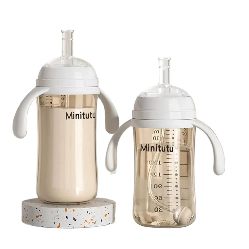 240ml Baby Bottle  Sippy Cup Water Bottle  Gravity Ball Straw  Food Grade PP Material  Leak-Proof  Fall-Proof