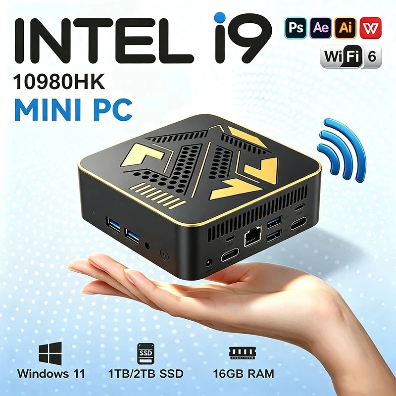 Mini PC Computer Inte i9 10980HK 8GB 16GB RAM 1TB 2TB M.2 SSD Windows 11 Gaming Computer PC WiFi6 BT5.2 Portable Mini Desktop PC
