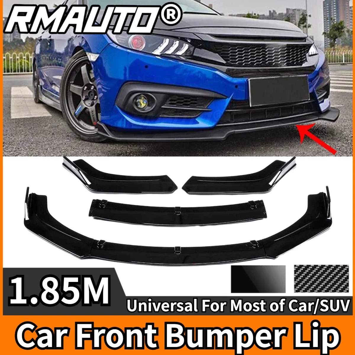 

3Pcs Universal Car Front Bumper Lip Diffuser Spoiler Splitter Chin Body Kit For Toyota For Honda For Mazda For KIA For Hyundai