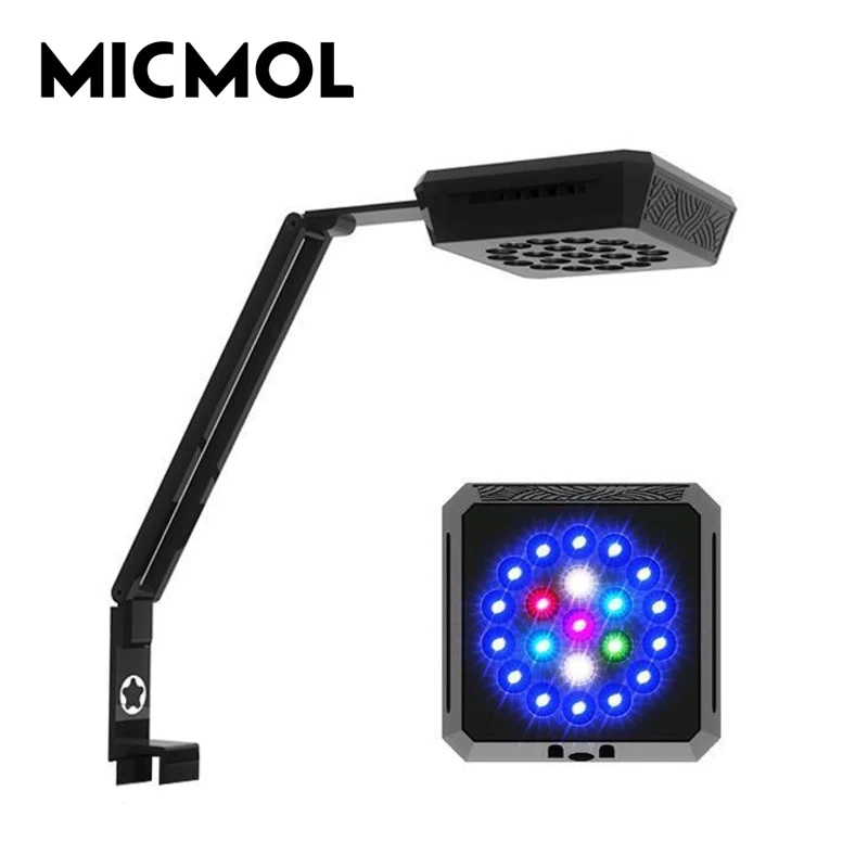 

Светодиодный светильник для аквариума Micmol Thor Aqua Mini WIFI Smart LED, подходит для морской и пресной воды, для растений, рыб, кораллов и рифов.