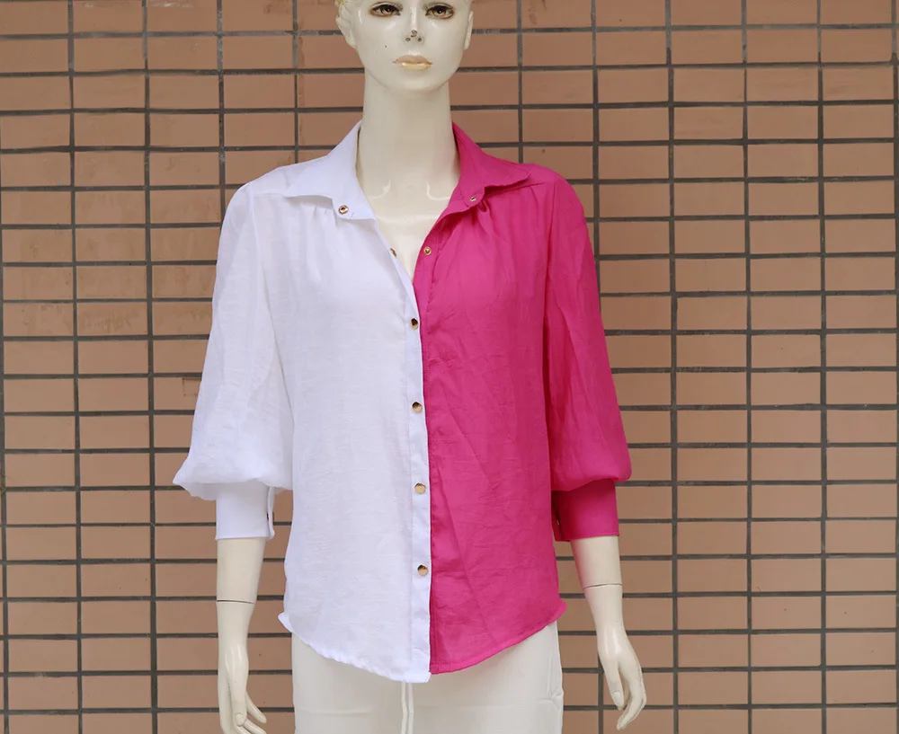 Mulheres primavera verão camisa cor sólida turndown colarinho botão manga longa bainha casual moda sexy confortável padrão regular