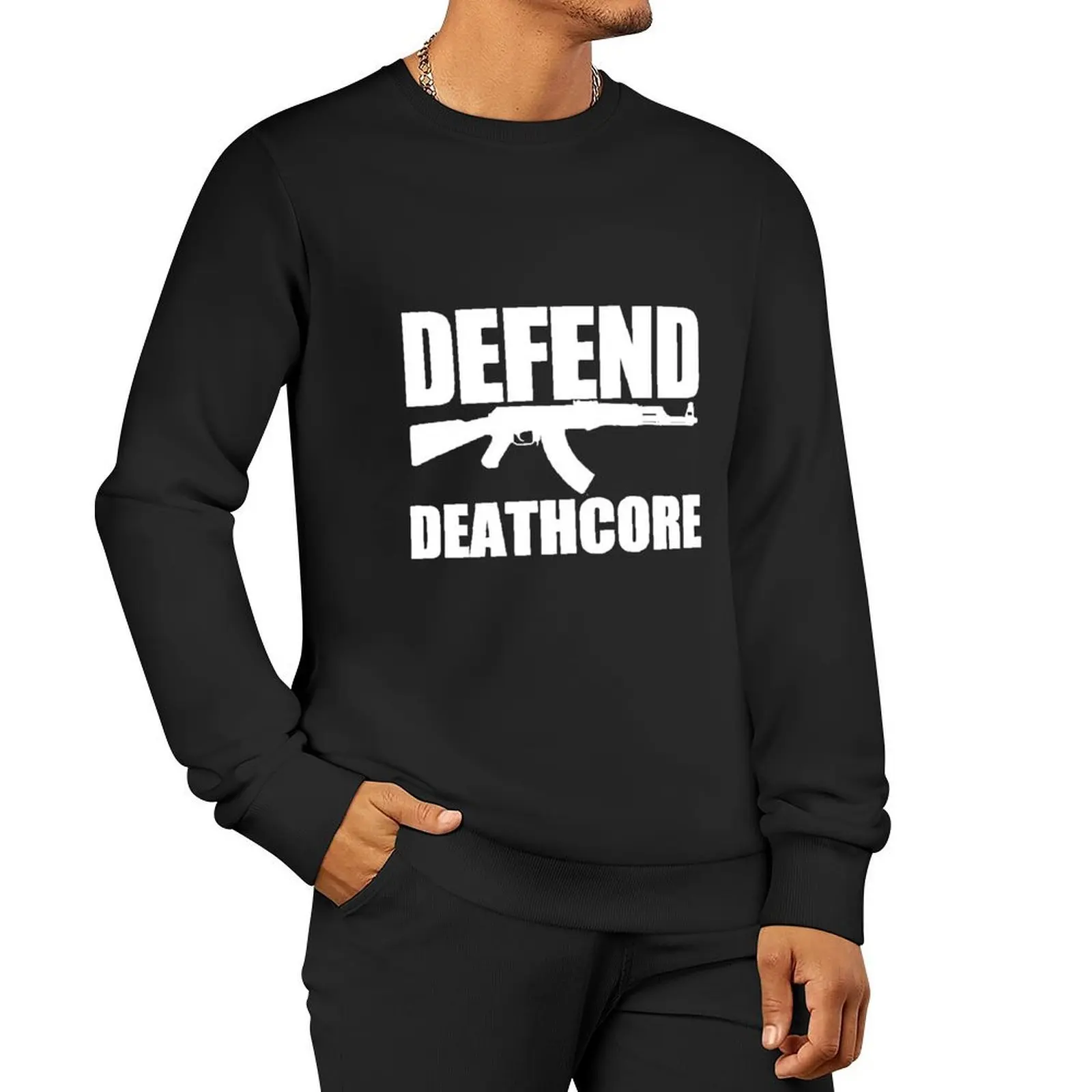 Defend Deathcore - White Pullover tracksuit men men's sweat-shirt autumn mens clothing sweatshirts